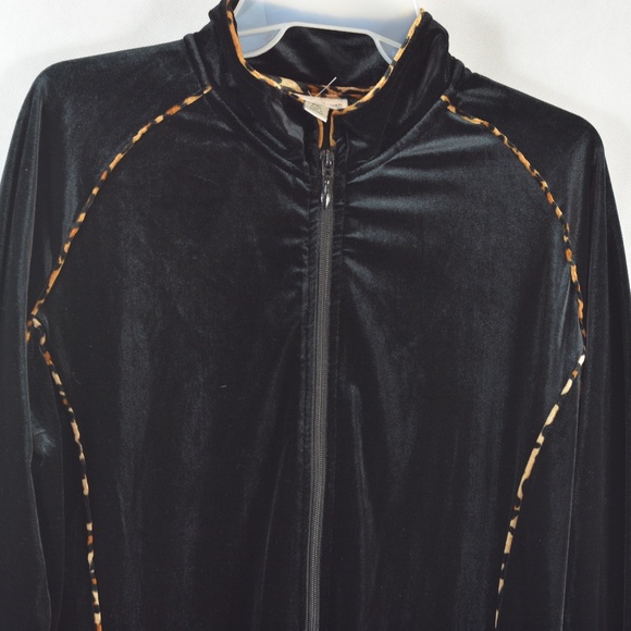 Black Stretch Velvet Coldwater Creek Top SZ XL NWOT - Picture 1 of 9